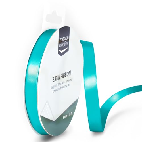 Vaessen Creative 301002-2012 Satinband Türkis, 9 mm x 10 Meter, Schleifenband, Dekoband, Geschenkband und Stoffband für Hochzeit, Taufe und Geburtstagsgeschenke, 9MM Vaessen Creative 301002-2012 Satinband Türkis, 9 mm x 10 Meter, Schleifenband, Dekoband, Geschenkband und Stoffband für Hochzeit, Taufe und Geburtstagsgeschenke, 9MM von Vaessen Creative
