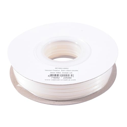 Vaessen Creative Satinband 3mmx100m Weiß Antik, Schleifenband, Dekoband, Bänder zum Basteln, Stoffbänder für Hochzeit, Taufe Und Geburtstagsgeschenke Vaessen Creative Satinband 3mmx100m Weiß Antik, Schleifenband, Dekoband, Bänder zum Basteln, Stoffbänder für Hochzeit, Taufe Und Geburtstagsgeschenke von Vaessen Creative