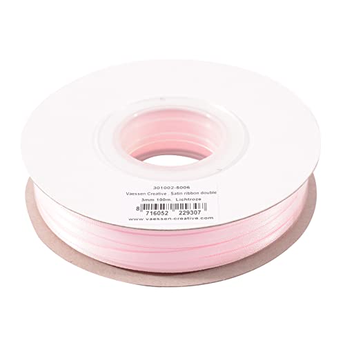 Vaessen Creative Satinband 3mmx100m Pink, Schleifenband, Dekoband, Bänder zum Basteln, Stoffbänder für Hochzeit, Taufe Und Geburtstagsgeschenke von Vaessen Creative