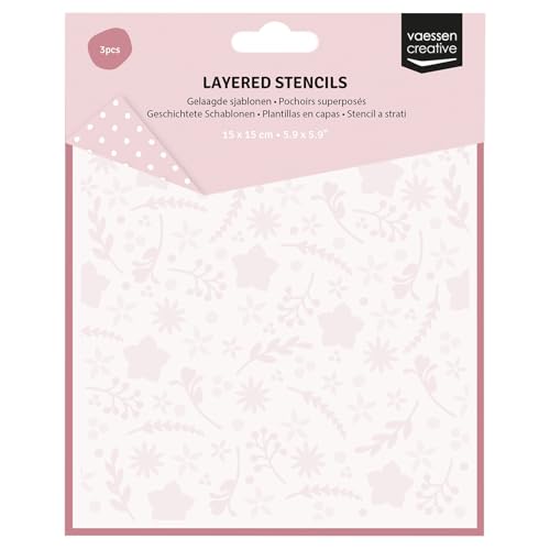 Vaessen Creative 3625-0119 Layering Schablone Muster mit Blume und Sterne-3 St. Wiederverwendbare Malschablone 15 x 15 cm-DIY, Scrapbooking, Karten, Bullet Journal und Basteln mit Papier Vaessen Creative 3625-0119 Layering Schablone Muster mit Blume und Sterne-3 St. Wiederverwendbare Malschablone 15 x 15 cm-DIY, Scrapbooking, Karten, Bullet Journal und Basteln mit Papier von Vaessen Creative