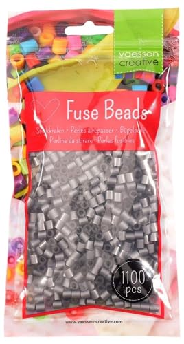 Vaessen Creative 5009-031 Bügelperlen, Silber, 1100 Stück, Steckperlen zum Basteln mit Kindern, DIY Gestalten von Schmuck, Deko, Verzierungen und weiteren Bastelideen,5mm von Vaessen Creative