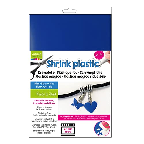 Vaessen Creative AR3-101 Schrumpffolie A4, Blau, 4 Stück, Shrink Plastic, Schrumpfende Plastikfolie zum Basteln von Schmuck, Schlüsselanhängern, Knöpfen und Weiteren Bastelideen Vaessen Creative AR3-101 Schrumpffolie A4, Blau, 4 Stück, Shrink Plastic, Schrumpfende Plastikfolie zum Basteln von Schmuck, Schlüsselanhängern, Knöpfen und Weiteren Bastelideen von Vaessen Creative