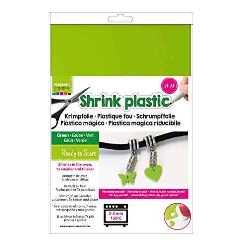 Vaessen Creative AR3-102 Schrumpffolie A4, Grün, 4 Stück, Shrink Plastic, Schrumpfende Plastikfolie zum Basteln von Schmuck, Schlüsselanhängern, Knöpfen und Weiteren Bastelideen, Kunststoff Vaessen Creative AR3-102 Schrumpffolie A4, Grün, 4 Stück, Shrink Plastic, Schrumpfende Plastikfolie zum Basteln von Schmuck, Schlüsselanhängern, Knöpfen und Weiteren Bastelideen, Kunststoff von Vaessen Creative