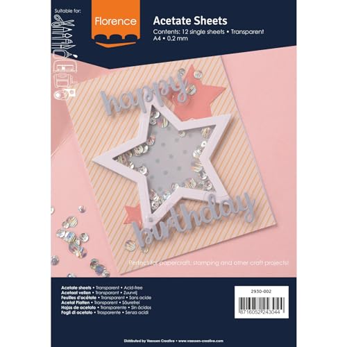 Vaessen Creative Florence Acetat Platten - A4 Kraftpapier - Transparent - 10 Stück - für Scrapbook, Karten und Basteln - Hitzebeständig Vaessen Creative Florence Acetat Platten - A4 Kraftpapier - Transparent - 10 Stück - für Scrapbook, Karten und Basteln - Hitzebeständig von Vaessen Creative