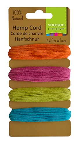 Vaessen Creative Hanfschnur aus biologischem Hanf-Sommer-Farben 4 x 10 m, Hemp, multicoulor, 16.3 x 7.9 x 1 cm, 40 von Vaessen Creative