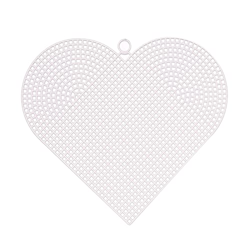 Vaessen Creative Kunststoffleinwand, Herzform, Feinheitsgrad 7, flexibles Maschengewebe für Handarbeiten, Stickerei und Kreuzstich, 6 Stück, Größe 13x16,5cm, Transparent von Vaessen Creative