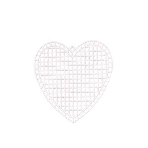 Vaessen Creative Kunststoffleinwand, Herzform, Feinheitsgrad 7, flexibles Maschengewebe für Handarbeiten, Stickerei und Kreuzstich, 10 Stück, Größe 7,5x7,5cm, Transparent von Vaessen Creative