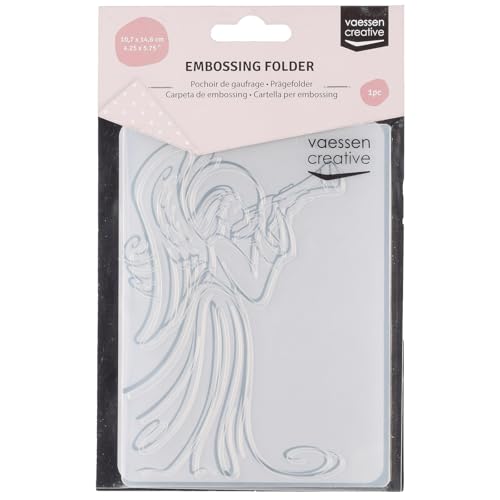 Vaessen Creative Prägeschablone Engel 14,6 x 10,7 cm – Embossing Folder für Karten Basteln, Scrapbooking, Journaling – Wiederverwendbar, Präzise Ergebnisse, Für Stanzmaschinen von Vaessen Creative