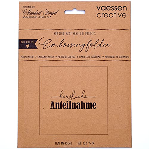 Vaessen Creative Prägeschablone Folder, Herzliche Anteilnahme, Zum Hinzufügen von Strukturen, Muster und Hintergründe auf Karten oder Scrapbook-Seiten, 15 x 15 cm, Durchscheinend Vaessen Creative Prägeschablone Folder, Herzliche Anteilnahme, Zum Hinzufügen von Strukturen, Muster und Hintergründe auf Karten oder Scrapbook-Seiten, 15 x 15 cm, Durchscheinend von Vaessen Creative