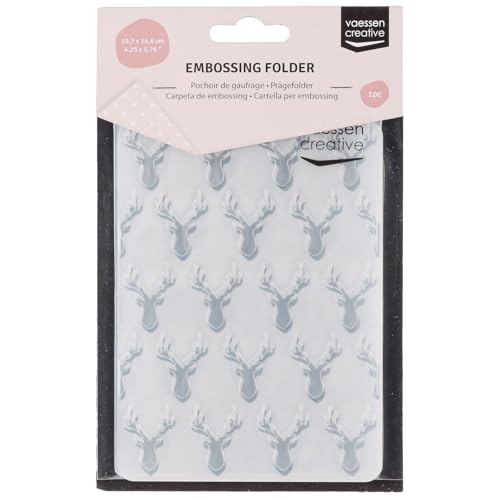 Vaessen Creative Prägeschablone Hirschköpfe 14,6 x 10,7 cm – Embossing Folder für Karten Basteln, Scrapbooking, Journaling – Wiederverwendbar, Präzise Ergebnisse, Für Stanzmaschinen von Vaessen Creative