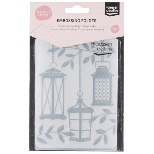 Vaessen Creative Prägeschablone Laternen im Baum 14,6 x 10,7 cm – Embossing Folder für Karten Basteln, Scrapbooking, Journaling – Wiederverwendbar, Präzise Ergebnisse, Für Stanzmaschinen von Vaessen Creative