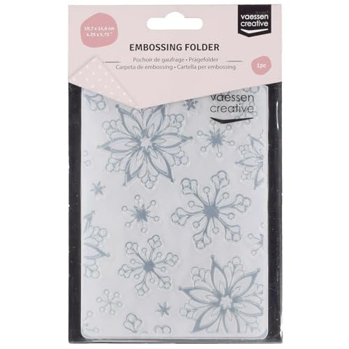 Vaessen Creative Prägeschablone Scheeflocken 14,6 x 10,7 cm – Embossing Folder für Karten Basteln, Scrapbooking, Journaling – Wiederverwendbar, Präzise Ergebnisse, Für Stanzmaschinen von Vaessen Creative