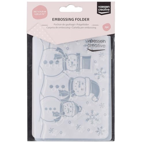 Vaessen Creative Prägeschablone Schneemänner 14,6 x 10,7 cm – Embossing Folder für Karten Basteln, Scrapbooking, Journaling – Wiederverwendbar, Präzise Ergebnisse, Für Stanzmaschinen von Vaessen Creative