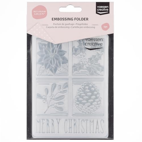 Vaessen Creative Prägeschablone Weihnachten Quadrate 14,6 x 10,7 cm – Embossing Folder für Karten Basteln, Scrapbooking, Journaling – Wiederverwendbar, Präzise Ergebnisse, Für Stanzmaschinen von Vaessen Creative