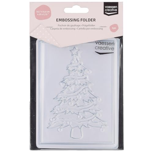 Vaessen Creative Prägeschablone Weihnachtsbaum 14,6 x 10,7 cm – Embossing Folder für Karten Basteln, Scrapbooking, Journaling – Wiederverwendbar, Präzise Ergebnisse, Für Stanzmaschinen von Vaessen Creative
