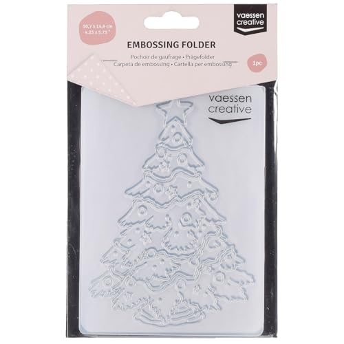 Vaessen Creative Prägeschablone Weihnachtsbaum 14,6 x 10,7 cm – Embossing Folder für Karten Basteln, Scrapbooking, Journaling – Wiederverwendbar, Präzise Ergebnisse, Für Stanzmaschinen von Vaessen Creative