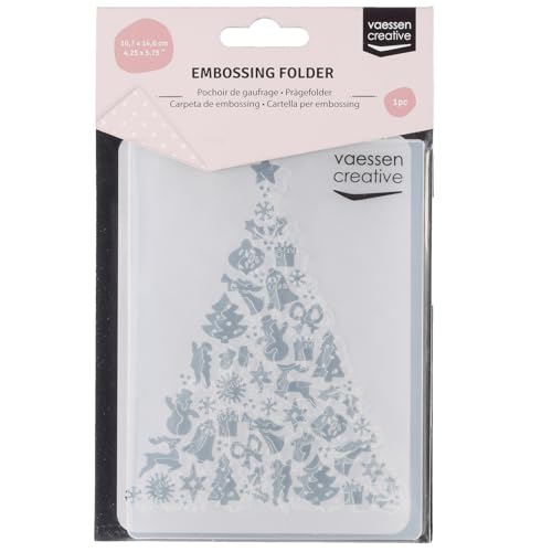 Vaessen Creative Prägeschablone Weihnachtsbaum Xmas 14,6 x 10,7 cm – Embossing Folder für Karten Basteln, Scrapbooking, Journaling – Wiederverwendbar, Präzise Ergebnisse, Für Stanzmaschinen von Vaessen Creative