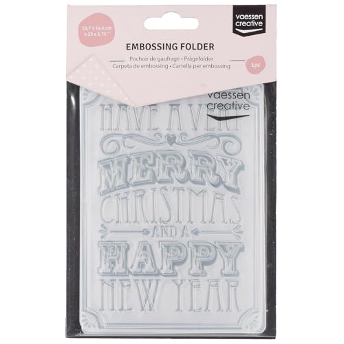 Vaessen Creative Prägeschablone Weihnachtsvers 14,6 x 10,7 cm – Embossing Folder für Karten Basteln, Scrapbooking, Journaling – Wiederverwendbar, Präzise Ergebnisse, Für Stanzmaschinen von Vaessen Creative