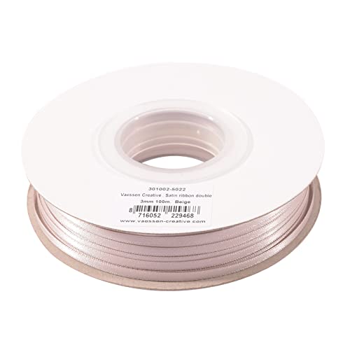 Vaessen Creative Satinband 3mmx100m Beige, Schleifenband, Dekoband, Bänder zum Basteln, Stoffbänder für Hochzeit, Taufe Und Geburtstagsgeschenke, Braun Vaessen Creative Satinband 3mmx100m Beige, Schleifenband, Dekoband, Bänder zum Basteln, Stoffbänder für Hochzeit, Taufe Und Geburtstagsgeschenke, Braun von Vaessen Creative