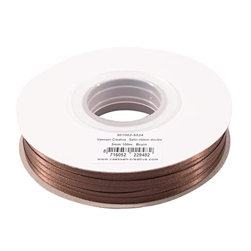 Vaessen Creative Satinband, Braun, 3 mm x 100 m Doppelsatinband, Schleifenband, Dekoband, Geschenkband, Stoffband für Hochzeit, Taufe und Geburtstagsgeschenke Vaessen Creative Satinband, Braun, 3 mm x 100 m Doppelsatinband, Schleifenband, Dekoband, Geschenkband, Stoffband für Hochzeit, Taufe und Geburtstagsgeschenke von Vaessen Creative