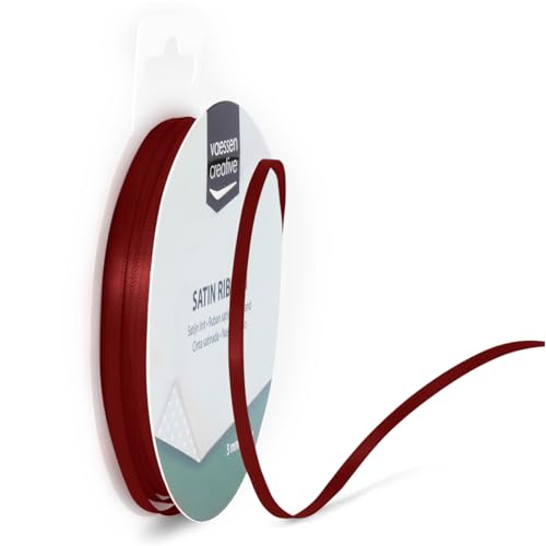 Vaessen Creative Satinband, Dunkelrot, 3 mm x 10 m Doppelsatinband, Schleifenband, Dekoband, Geschenkband, Stoffband für Hochzeit, Taufe und Geburtstagsgeschenke Vaessen Creative Satinband, Dunkelrot, 3 mm x 10 m Doppelsatinband, Schleifenband, Dekoband, Geschenkband, Stoffband für Hochzeit, Taufe und Geburtstagsgeschenke von Vaessen Creative