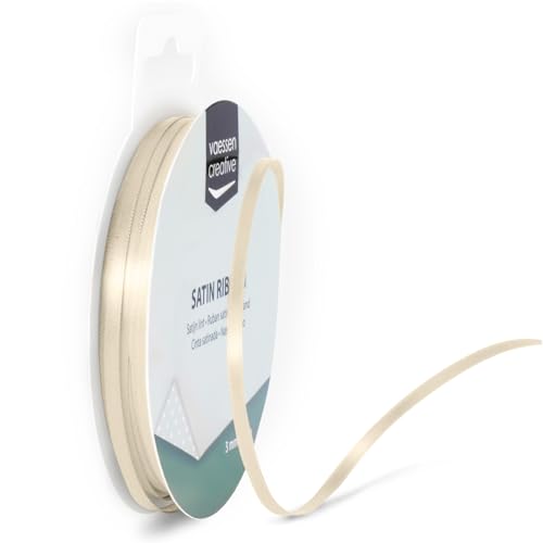 Vaessen Creative Satinband, Elfenbein, 3 mm x 10 m Doppelsatinband, Schleifenband, Dekoband, Geschenkband, Stoffband für Hochzeit, Taufe und Geburtstagsgeschenke Vaessen Creative Satinband, Elfenbein, 3 mm x 10 m Doppelsatinband, Schleifenband, Dekoband, Geschenkband, Stoffband für Hochzeit, Taufe und Geburtstagsgeschenke von Vaessen Creative