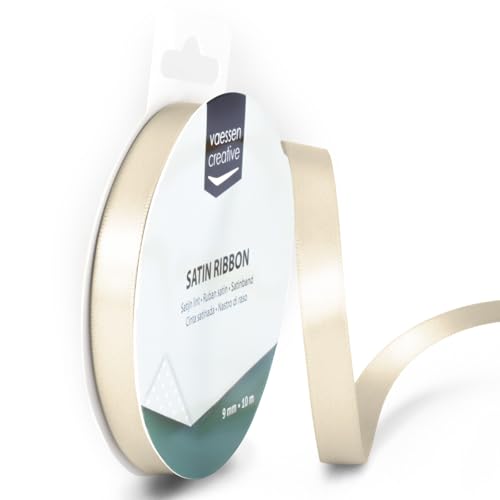Vaessen Creative Satinband, Elfenbein, 9 mm x 10 m Doppelsatinband, Schleifenband, Dekoband, Geschenkband, Stoffband für Hochzeit, Taufe und Geburtstagsgeschenke Vaessen Creative Satinband, Elfenbein, 9 mm x 10 m Doppelsatinband, Schleifenband, Dekoband, Geschenkband, Stoffband für Hochzeit, Taufe und Geburtstagsgeschenke von Vaessen Creative