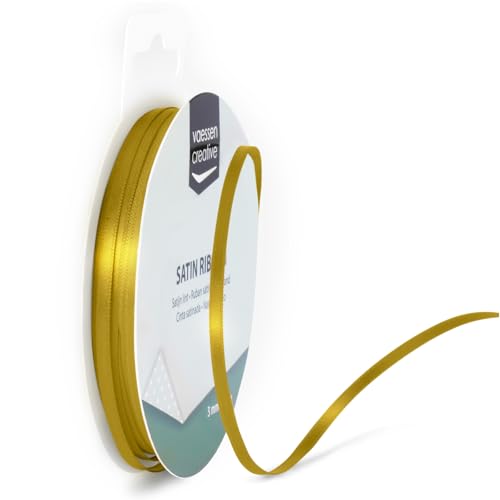 Vaessen Creative Satinband, Gold, 3 mm x 10 m Doppelsatinband, Schleifenband, Dekoband, Geschenkband, Stoffband für Hochzeit, Taufe und Geburtstagsgeschenke Vaessen Creative Satinband, Gold, 3 mm x 10 m Doppelsatinband, Schleifenband, Dekoband, Geschenkband, Stoffband für Hochzeit, Taufe und Geburtstagsgeschenke von Vaessen Creative