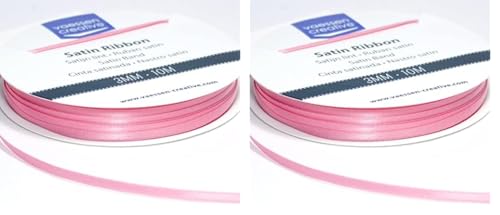 Vaessen Creative Satinband, Hell-Pink, 3 mm x 10 m Doppelsatinband, Schleifenband, Dekoband, Geschenkband, Stoffband für Hochzeit, Taufe und Geburtstagsgeschenke (Packung mit 2) von Vaessen Creative