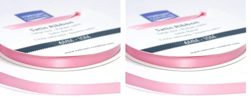 Vaessen Creative Satinband, Hell-Pink, 6 mm x 10 m Doppelsatinband, Schleifenband, Dekoband, Geschenkband, Stoffband für Hochzeit, Taufe und Geburtstagsgeschenke, Hellrosa (Packung mit 2) von Vaessen Creative
