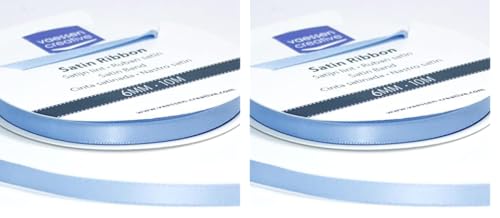 Vaessen Creative Satinband, Hellblau, 6 mm x 10 m Doppelsatinband, Schleifenband, Dekoband, Geschenkband, Stoffband für Hochzeit, Taufe und Geburtstagsgeschenke (Packung mit 2) von Vaessen Creative