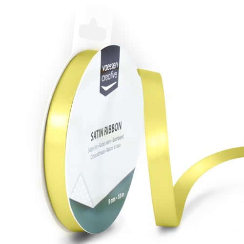 Vaessen Creative Satinband, Pastellgelb, 9 mm x 10 m Doppelsatinband, Schleifenband, Dekoband, Geschenkband, Stoffband für Hochzeit, Taufe und Geburtstagsgeschenke Vaessen Creative Satinband, Pastellgelb, 9 mm x 10 m Doppelsatinband, Schleifenband, Dekoband, Geschenkband, Stoffband für Hochzeit, Taufe und Geburtstagsgeschenke von Vaessen Creative