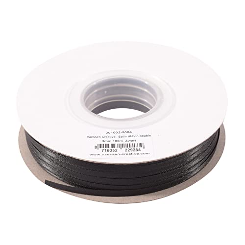 Vaessen Creative Satinband 3mmx100m Schwarz, Schleifenband, Dekoband, Bänder zum Basteln, Stoffbänder für Hochzeit, Taufe Und Geburtstagsgeschenke Vaessen Creative Satinband 3mmx100m Schwarz, Schleifenband, Dekoband, Bänder zum Basteln, Stoffbänder für Hochzeit, Taufe Und Geburtstagsgeschenke von Vaessen Creative