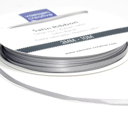 Vaessen Creative Satinband, Silber, 3 mm x 10 m Doppelsatinband, Schleifenband, Dekoband, Geschenkband, Stoffband für Hochzeit, Taufe und Geburtstagsgeschenke Vaessen Creative Satinband, Silber, 3 mm x 10 m Doppelsatinband, Schleifenband, Dekoband, Geschenkband, Stoffband für Hochzeit, Taufe und Geburtstagsgeschenke von Vaessen Creative