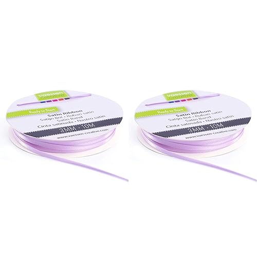 Vaessen Creative Satinband 3mmx10m Flieder, Schleifenband, Dekoband, Bänder zum Basteln, Stoffbänder für Hochzeit, Taufe Und Geburtstagsgeschenke (Packung mit 2) von Vaessen Creative