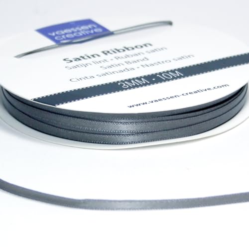 Vaessen Creative Satinband, Stahl, 3 mm x 10 m Doppelsatinband, Schleifenband, Dekoband, Geschenkband, Stoffband für Hochzeit, Taufe und Geburtstagsgeschenke von Vaessen Creative