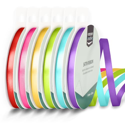 Vaessen Creative Satinband 6 mm x 10 m - Doppelseitiger Schleifenbänder und Dekoband zum Basteln - Geschenkband und Stoffbänder für Deko und Schateln - Regenbogen Farben Bunt - 6 Stück Vaessen Creative Satinband 6 mm x 10 m - Doppelseitiger Schleifenbänder und Dekoband zum Basteln - Geschenkband und Stoffbänder für Deko und Schateln - Regenbogen Farben Bunt - 6 Stück von Vaessen Creative