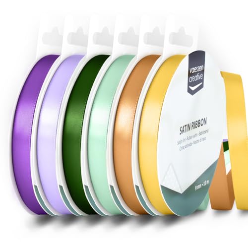 Vaessen Creative Satinband 9 mm x 10 m - Doppelseitiger Schleifenbänder und Dekoband zum Basteln - Geschenkband und Stoffbänder für Deko und Schateln - Mediterran Farben Bunt - 6 Stück Vaessen Creative Satinband 9 mm x 10 m - Doppelseitiger Schleifenbänder und Dekoband zum Basteln - Geschenkband und Stoffbänder für Deko und Schateln - Mediterran Farben Bunt - 6 Stück von Vaessen Creative