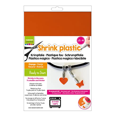 Vaessen Creative Schrumpffolie Orange A4, 25 Blatt, Plastic, 21 x 29.8 x 0.3 cm, 4-Einheiten von Vaessen Creative