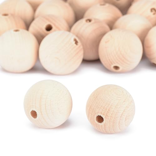 Vaessen Creative Unbehandelte Holzperlen, ø 35 mm, 20 Stück, Runde Perlen zum Basteln von DIY handgefertigte Dekorationen Schmuck Handwerk, Holz von Vaessen Creative