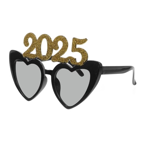 Vaguelly 1 Paar herz brille Partyzubehör party zubehör Spaßbrille Frohes neues Jahr Brille 2025 Silvesterbrille Mode Kostümzubehör für das neue Jahr Foto Requisiten Partybrille Abs Golden von Vaguelly