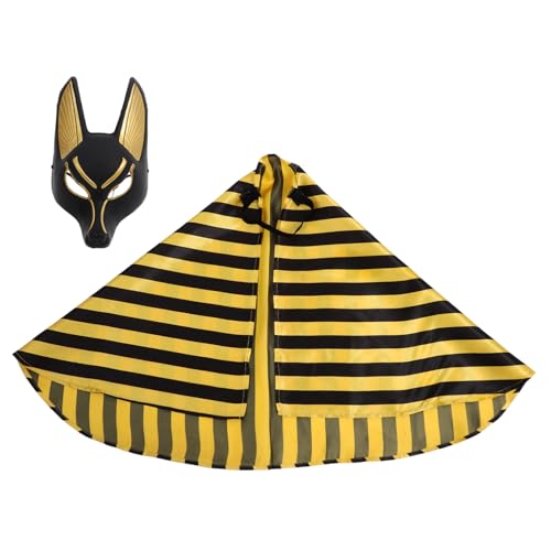 Vaguelly 1 Satz Anubis-maske Kostüm Lustige Maske Mantel Ball Masken Masken-cosplay Maskerade Schädelmaske Mascaras Sensenmann Wolfsmaske Halloween Gesicht Maskenständer Retro-masken Stoff von Vaguelly