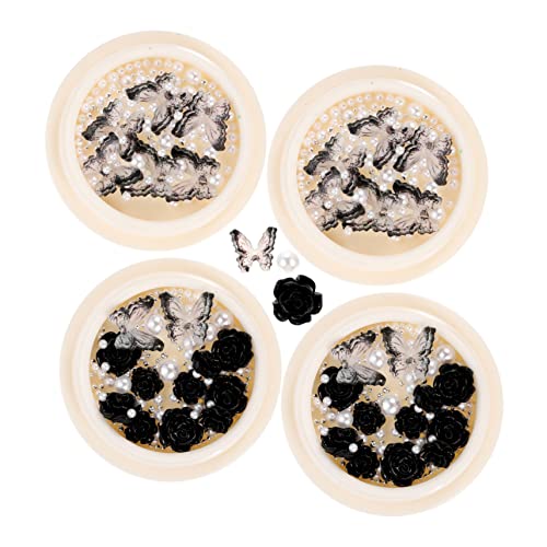 Vaguelly 1 Satz Dunkler Nageldiamant Strasssteine Nail Strass-kit Charme Reiz Nagel Charms Schmuckstücke Nageln Nagelperlen Nagel Edelsteine Nagel Strass Edelsteine Harz 4boxen von Vaguelly