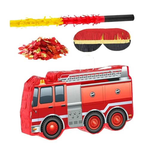 Vaguelly 1 Satz Feuerwehrwagen -Pina -Turm Pinata- für Feuerwehrauto lustiges Piñata- Piñata gefülltes Feuerwehrmann-Partydekoration Papier rot von Vaguelly