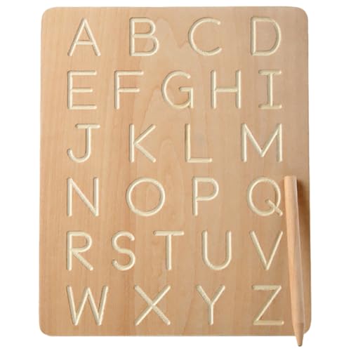 Vaguelly 1 Satz Holz Alphabet und Zahlen Nachzeichnungsbrett Doppelseitige Montessori Schreibtafel für Homeschooling Kindergarten und Vorschule Fördert Buchstaben und Zahlenkenntnisse von Vaguelly