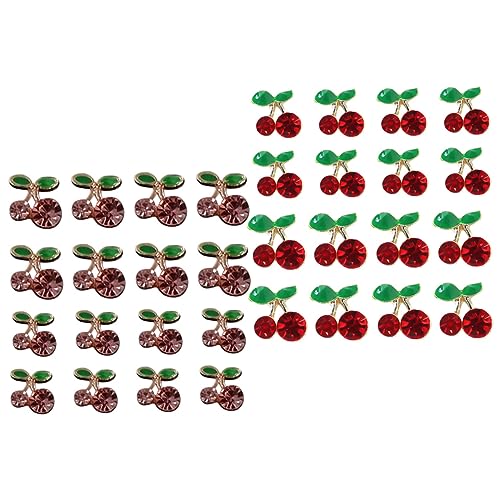 Vaguelly 1 Satz Kirsche Nail Art Schmuck Zucht Nagel Charms Nail Decoration Herbst Nail Art Weihnachtsdeko Nagel Strasssteine ​​und Charms Kirschenanhänger Selber Machen Legierung 32 Stück von Vaguelly