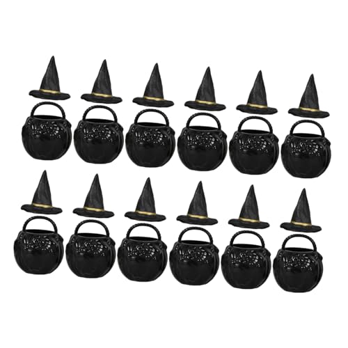 Vaguelly 1 Satz Miniatur Witch Hat Cauldron Teiliges Halloween Dekorationsset für Partys DIY Projekte Geschenkartikel von Vaguelly