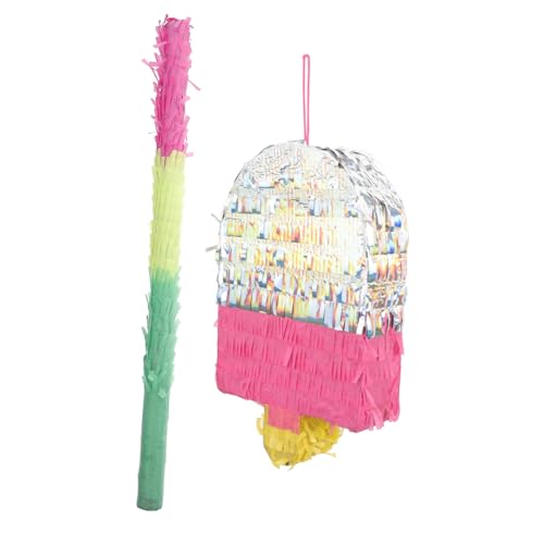Vaguelly 1 Satz Popsicle Form Pinata mit Stock Lustiges Kindergeburtstags für Partys Sichere Papiermaterialien Kreative Spiele für Süßigkeiten Party Deko für Festivals und Feiern von Vaguelly