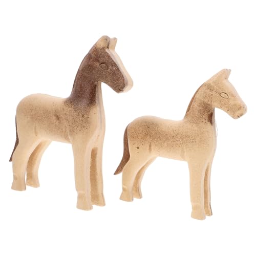 Vaguelly 1 Satz Tierornamente Aus Holz Mini-pferdefiguren Pferdestatuen Wohnkultur Tiere Aus Holz Tierisches Handwerk Hölzern von Vaguelly