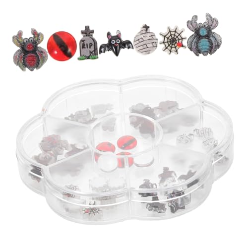 Vaguelly 1 Schachtel Halloween Nail Charms aus Stabilem Harz Vielseitige Nagelverzierung mit Mini-geistern Spinnen Fledermäusen und Kleinen Dämonen Kreative Nail Art für Party und Alltag von Vaguelly
